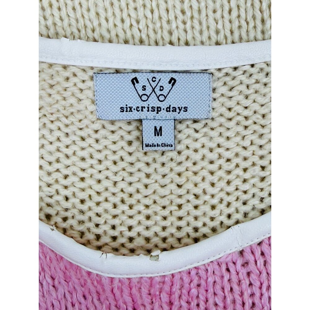 Vtg Y2K Nasty Gal Chunky Pink & Cream Boxy Relaxed Knit Sweater | Soft Girl Twee - Picture 16 of 16